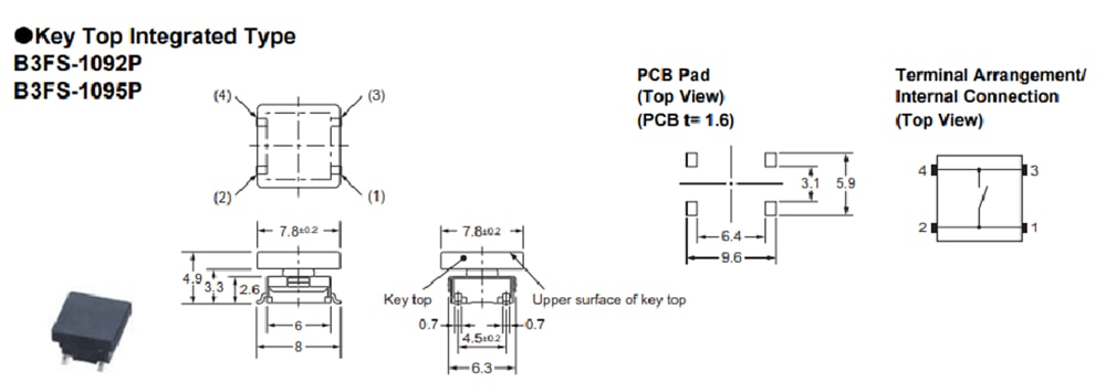 Graphique - Omron Electronics Commutateurs tactiles BF3S SMT